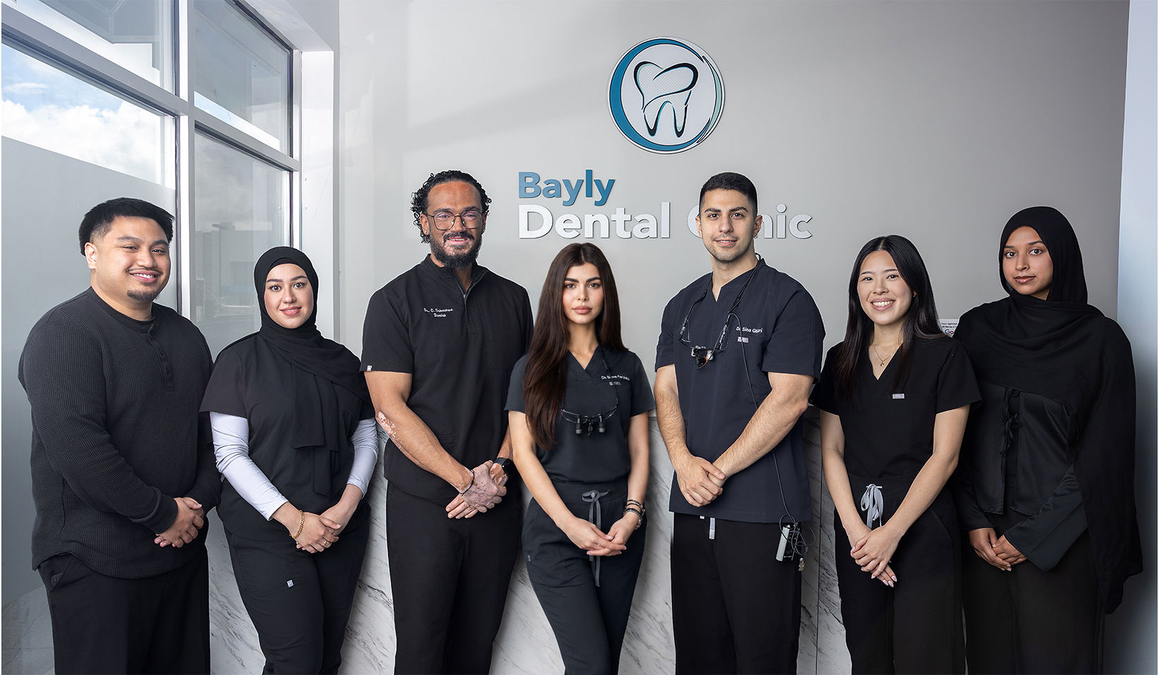 The Bayly Dental Clinic team standing together in the clinic reception