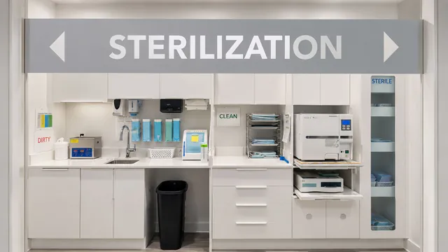 Sterilization area signage at Bayly Dental Clinic